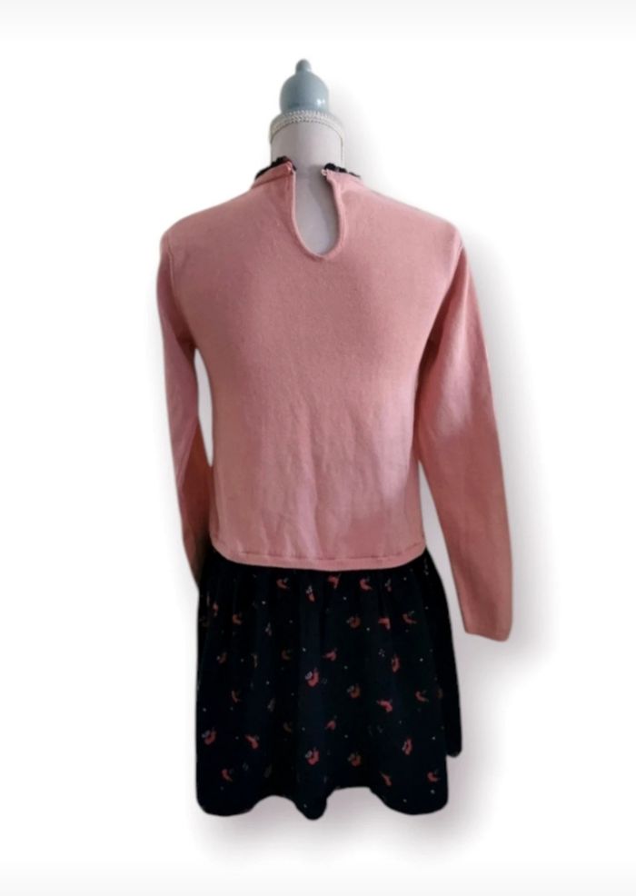 Robe pull gémo rose et bleue marine licornes cœur en sequins taille 10 ans - photo numéro 2