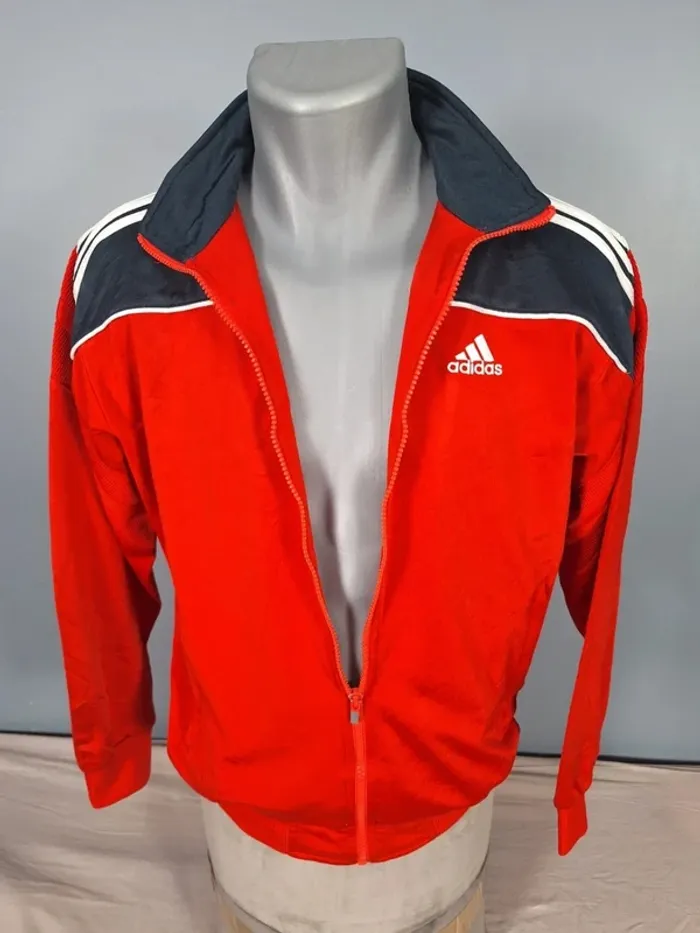 veste légère / Track jacket adidas vintage - bleu foncé et rouge - année 2007 brodé (460) - photo numéro 8