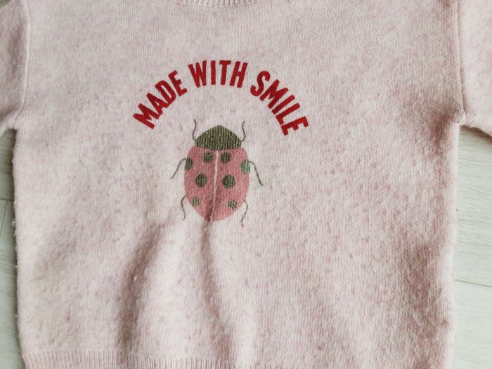 Vêtement fille pull rose Okaïdi coccinelle 3 ans - photo numéro 2