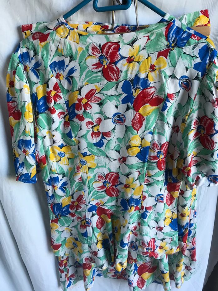 #vintage véritable #ensemble #jupe #chemisier #fleuri - photo numéro 6