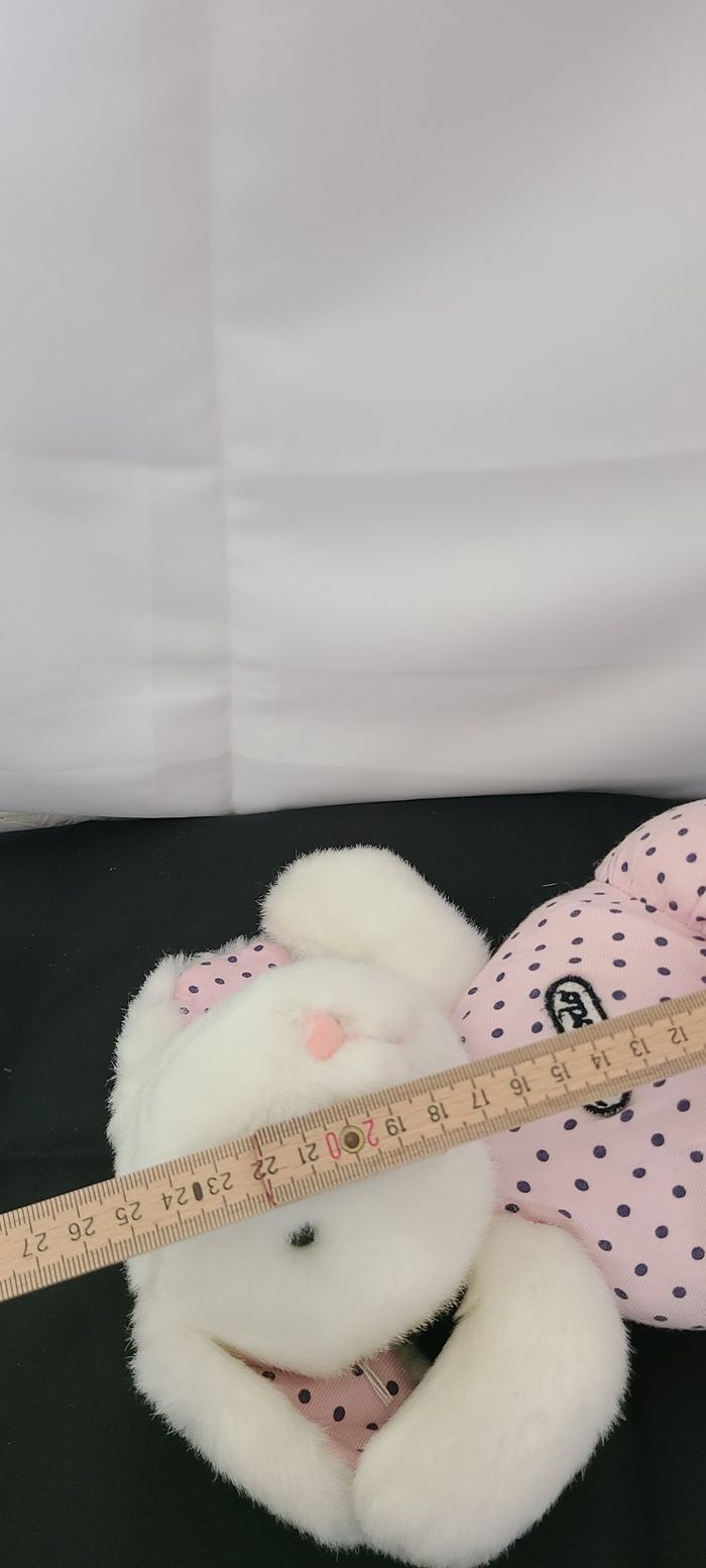 peluche lapin corps rose pois noir mondodo - photo numéro 2