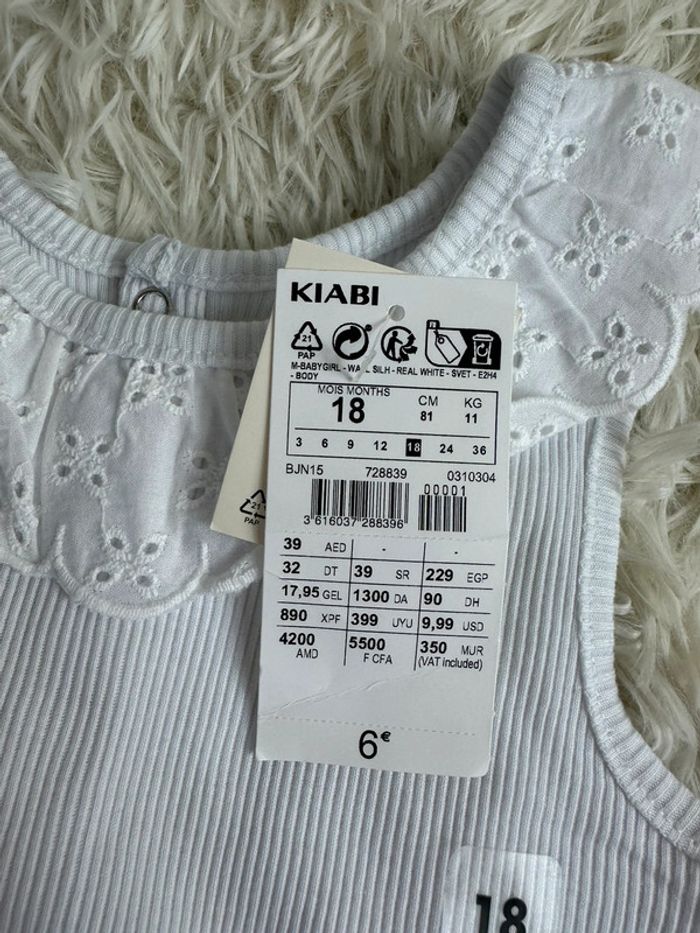 Body blanc col broderie anglaise taille 18 mois Kiabi - photo numéro 4