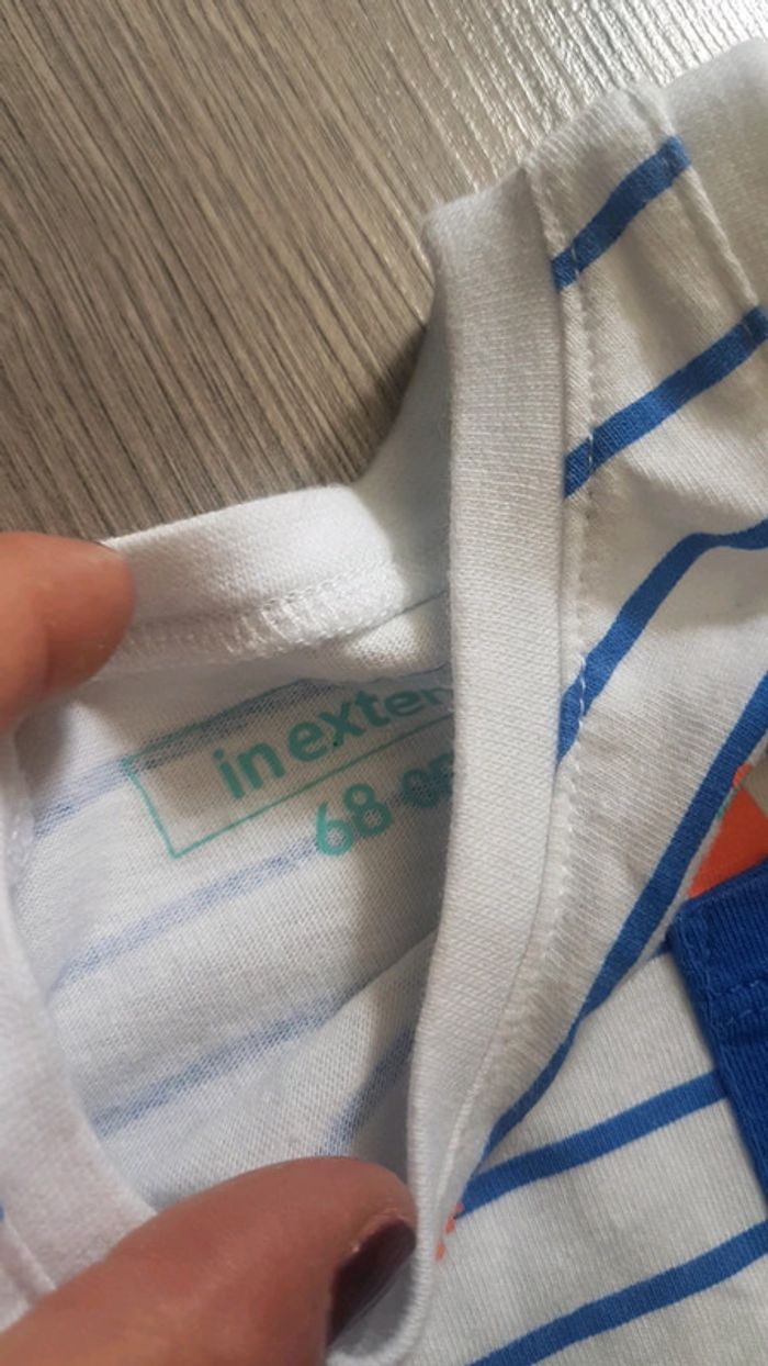 Ensemble été débardeur rayé bleu marcel short in extenso 6 mois - photo numéro 3