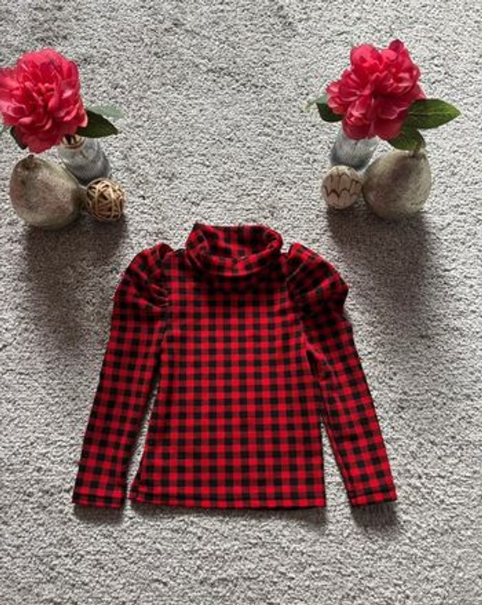 🌺Ensemble haut col roulé manche longue avec jupe en similicuir noir et rouge Taille 4ans/104cm🌺 - photo numéro 2