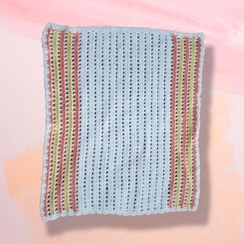 🌴 Plaid couverture fait main corail blanc au crochet