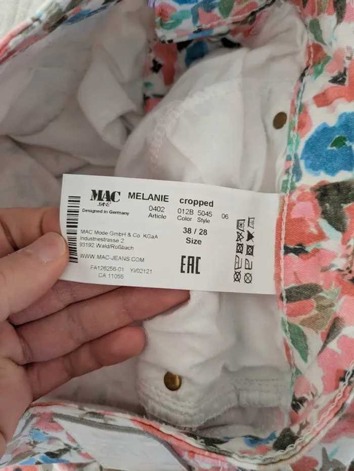 Pantalon MAC Jeans modèle Melanie Cropped - Fleuri - Taille 38/28 - photo numéro 4