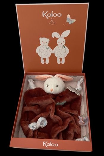 ❤️Doudou plat lapin plume cannelle marron papillon kaloo