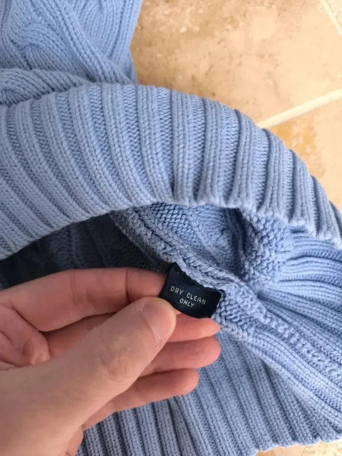 Pull col V torsadé Ralph Lauren L bleu logo marine excellent état - photo numéro 9