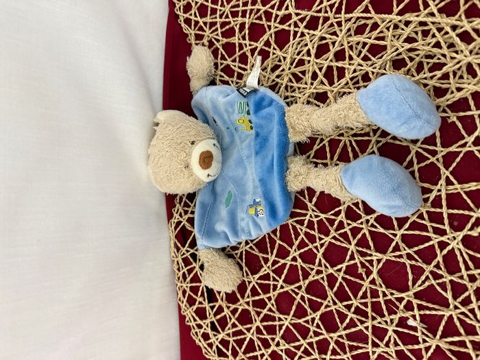 Ours TEX CARREFOUR doudou beige corps plat bleu - photo numéro 2