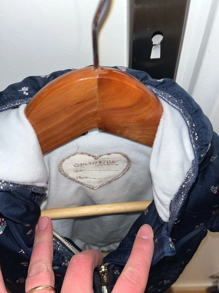 Manteau bleu marine à fleurs orchestra 12 mois 74cm - photo numéro 4