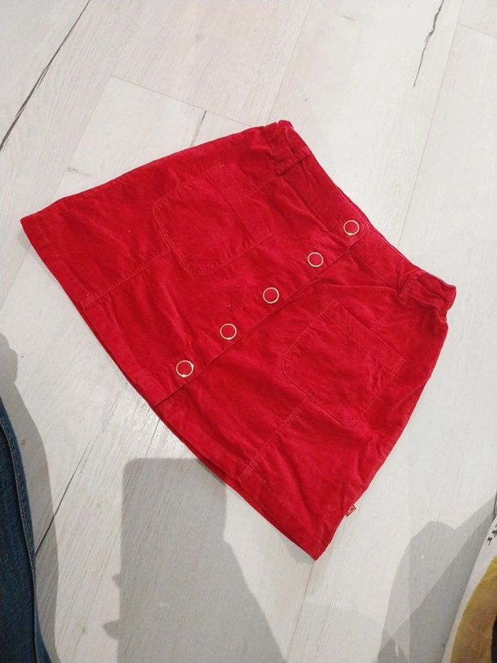 Jupe en velour rouge 10 ans okaidi