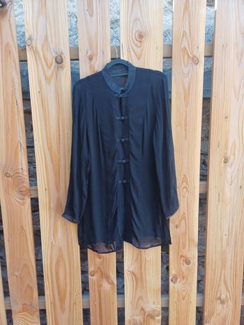 Joli chemisier col mao style asiatique vintage noir