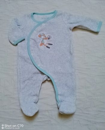 Mon premier major pyjama velours rayures 1 mois