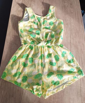 Combi short fille jaune feuillage taille 7/8 ans Tex
