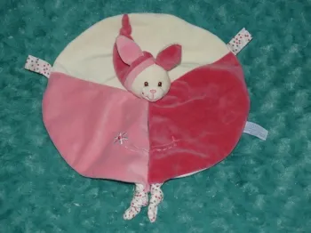 Doudou lapin plat rond rose fleur Gipsy 🐰tbe