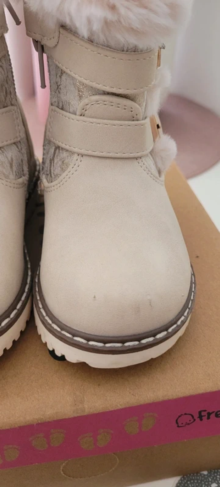 Bottines mi haute enfants à fourrure beige et rose Nini & Girls - photo numéro 5