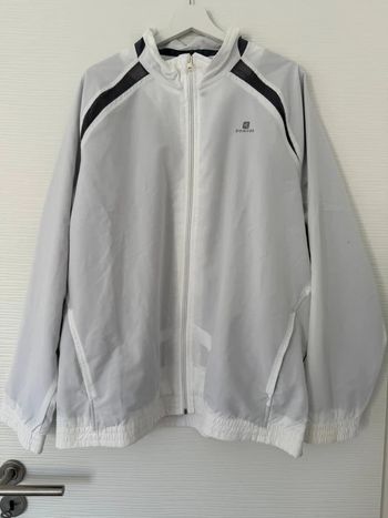 Veste survêtement sport coupe-vent blanche manches longues avec poches