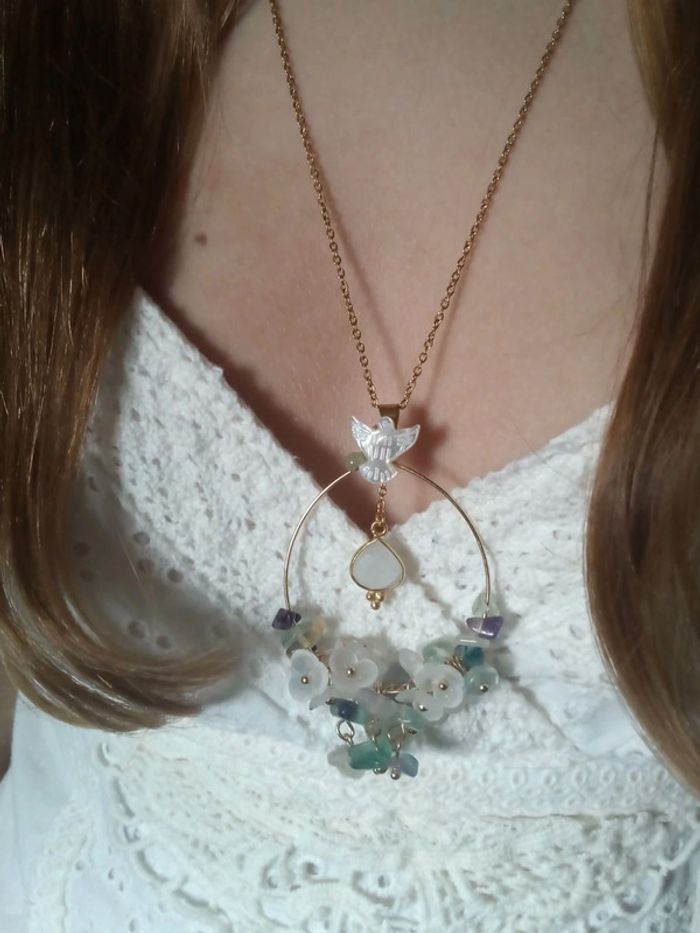 Collier long pierres de lune et d'aventurine - photo numéro 6