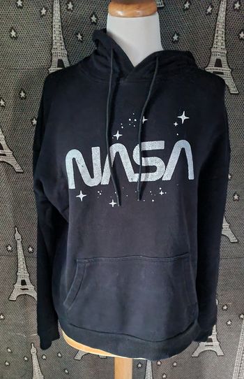 Sweat noir à capuche Nasa taille L