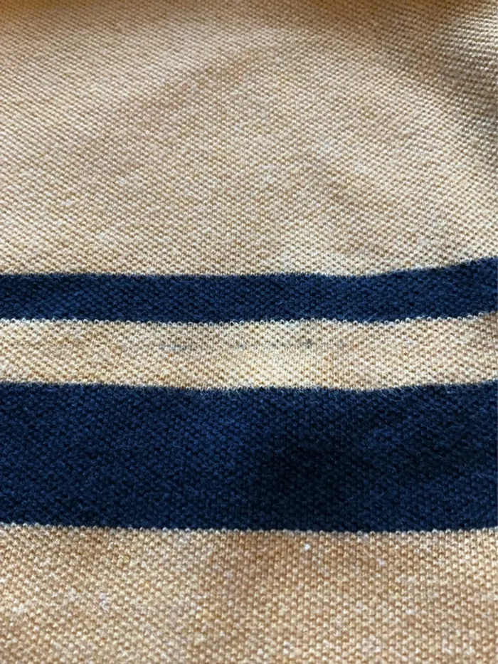 Polo manches longues moutarde à rayures bleu marine pour homme Tommy Hilfiger taille L 470 - photo numéro 5