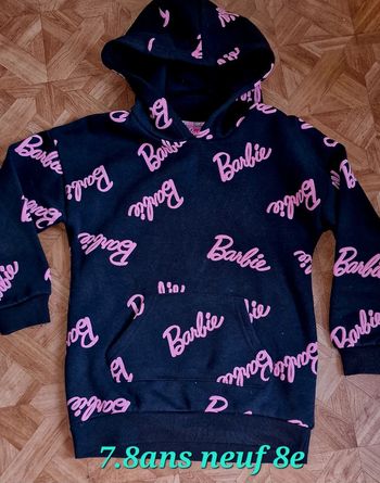 Pull capuche barbie 8ans neuf