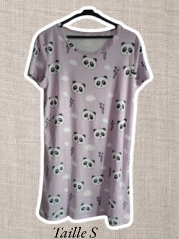 Robe lilas motif panda 🐼 et nuages - Taille S