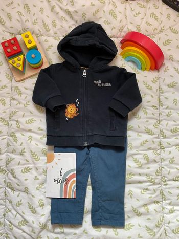 ensemble gilet zippé à capuche marine kiabi et jean bleu pat et ripaton 6 mois