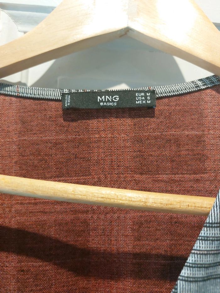 Robe à carreaux Mango Taille M comme neuve grise manches courtes - photo numéro 2