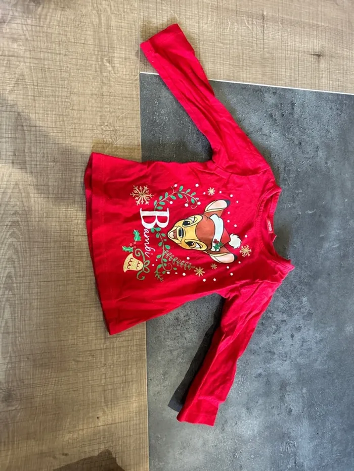 T-shirt de noël bamby, Disney, 6 mois