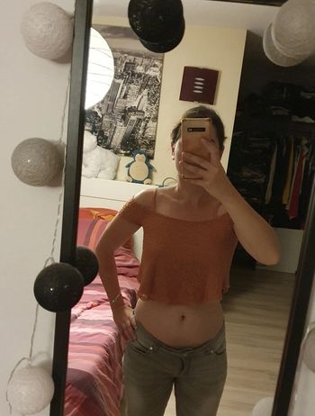 T-shirt court, croc top corail Gémo XS