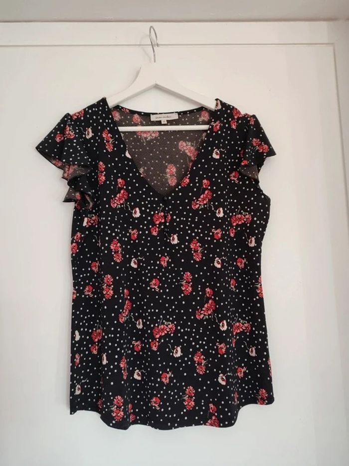 Blouse à fleurs manches volantées - photo numéro 2