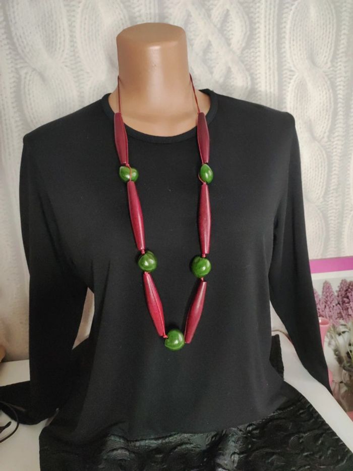 Sautoir grosses perles en bois