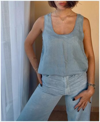 Débardeur long Monoprix bleu ciel 38 très bon état