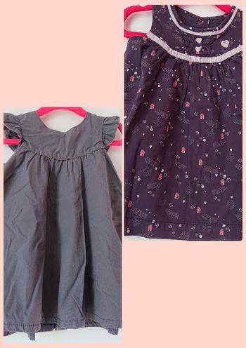 Lot de 2 robes sans manche, doublées, grises, 6 mois.