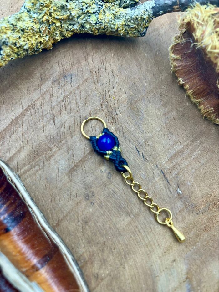 Bijou de cheveux, tresse/dread, macramé pierre Agate bleue - photo numéro 3