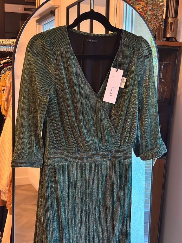 Robe longue IKKS vert métallisé – T.36 Neuve étiquette - photo numéro 2