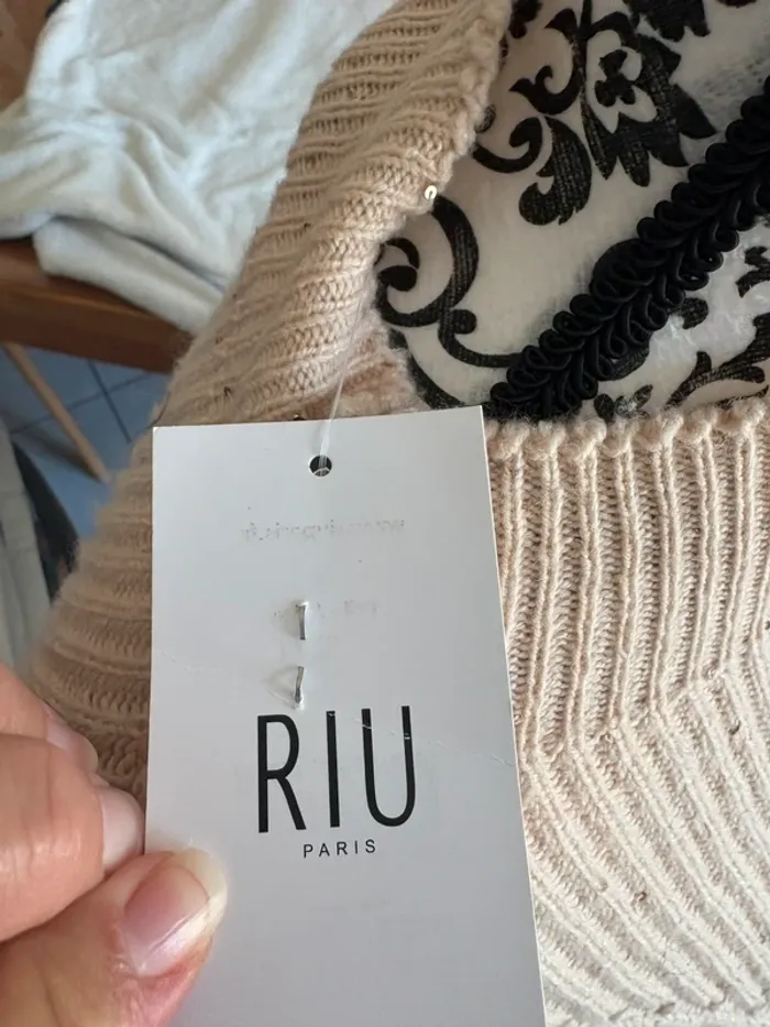 Pull oversize beige en maille côtelée – RIU Paris – Taille 5 (XL/XXL) - photo numéro 5