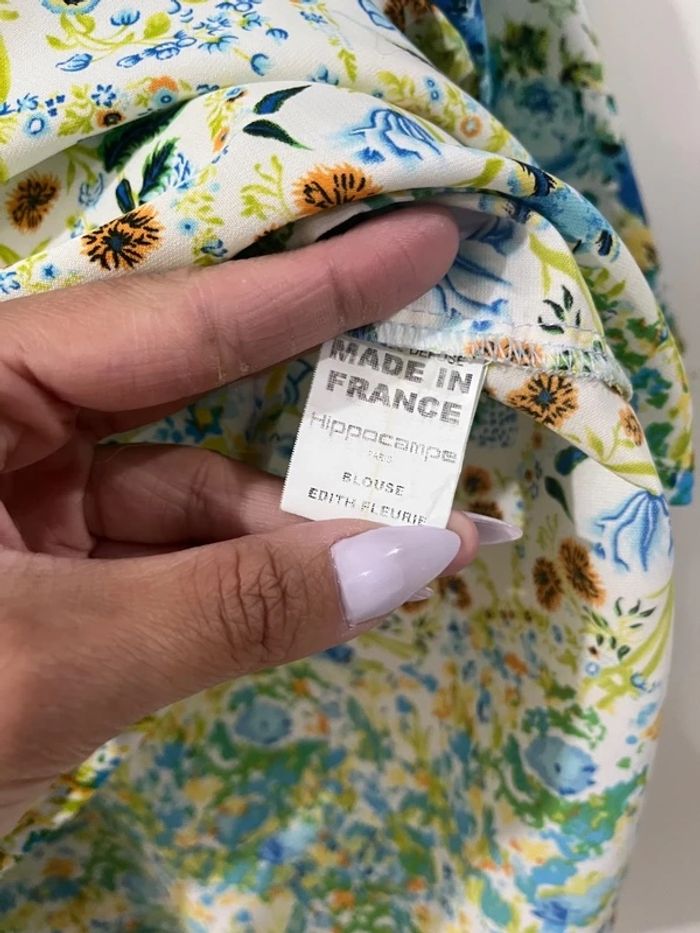 Blouse Edith Fleurie Hippocampe Taille M / 38 Made in France - photo numéro 2