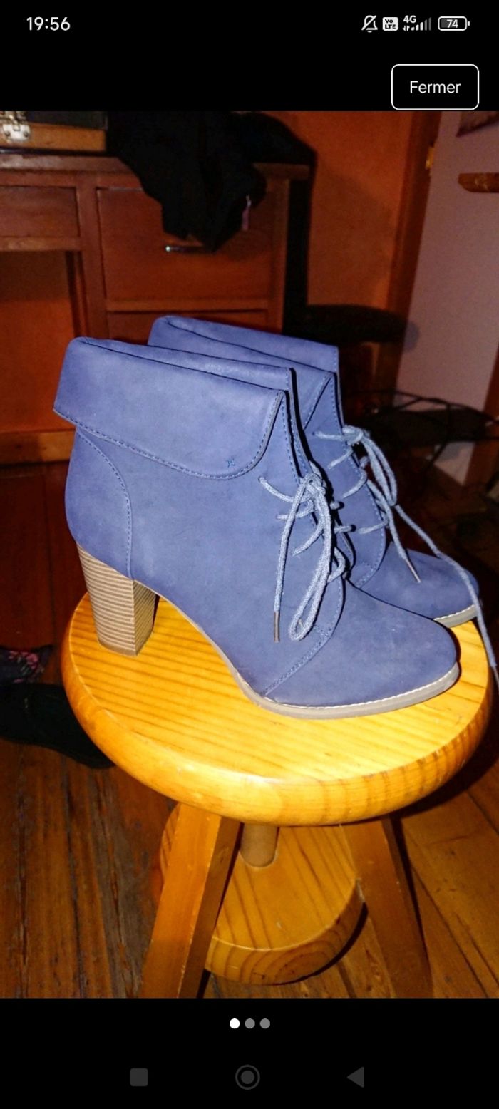 Bottines à talons bleues - photo numéro 3