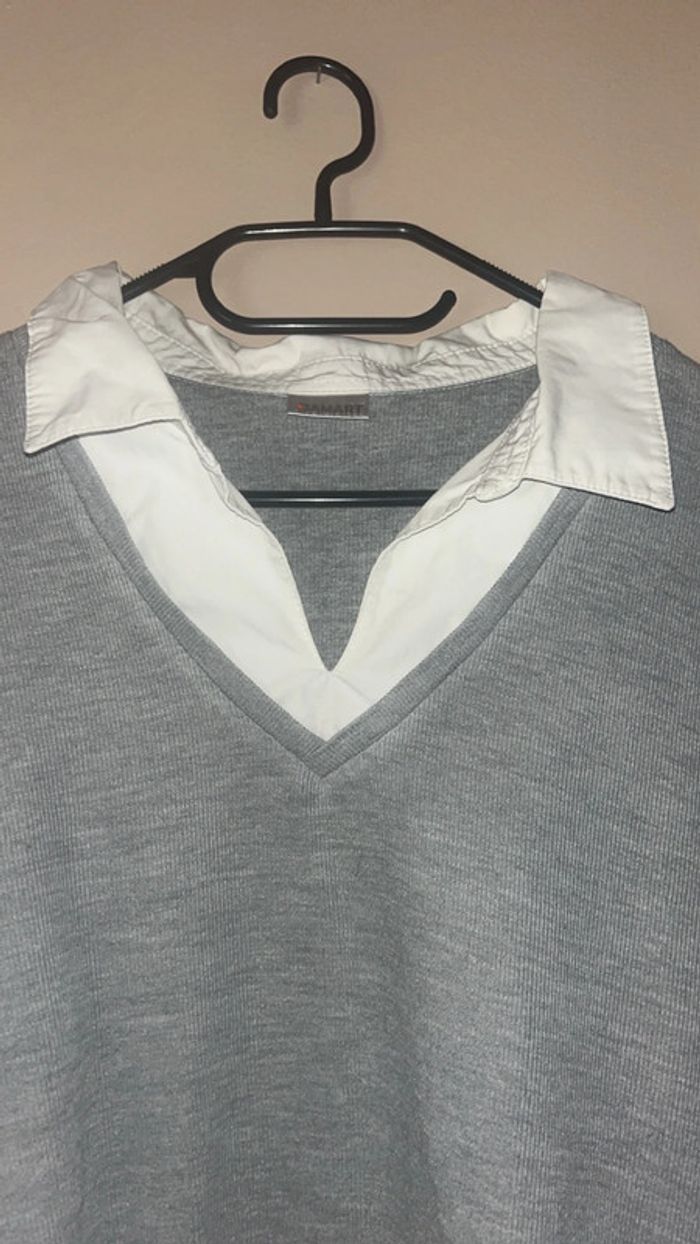 Pull chemise gris - photo numéro 3