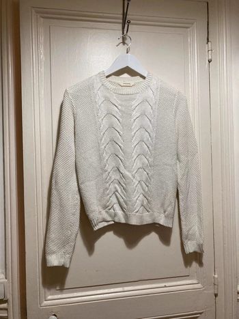 Pull Naf Naf blanc à lurex argenté