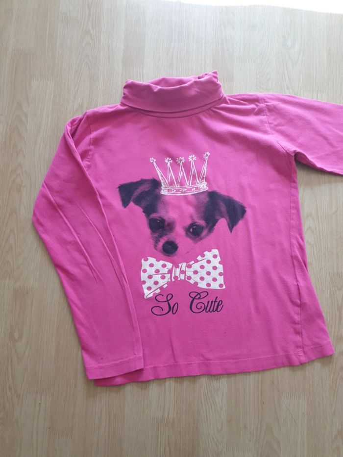 sous pull rose motif chien