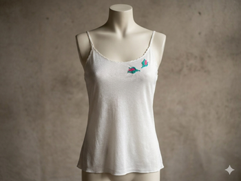 Débardeur blanc avec broderies colorées taille 38 RAY-TISS