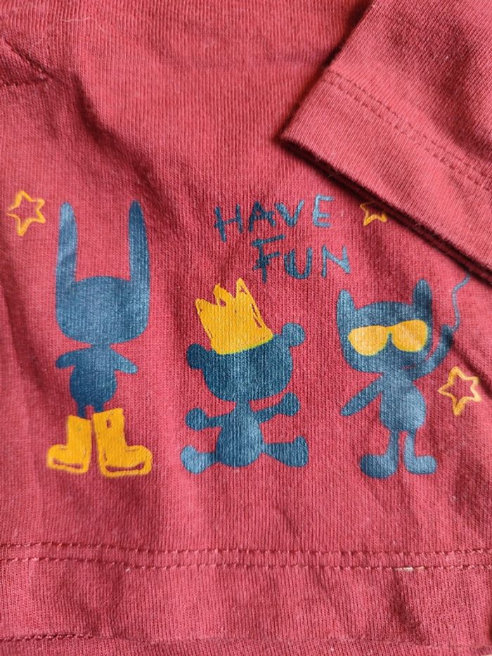 Lot ensemble pantalon+ t-shirt manches longues Kitchoun assortis en 6-9M - photo numéro 6