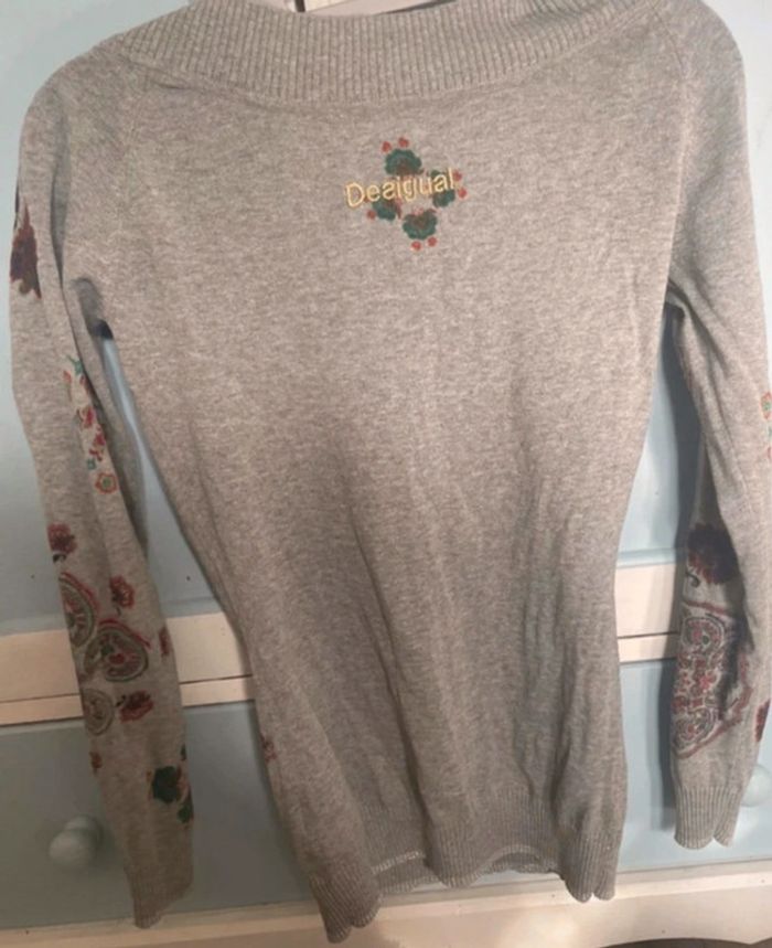 Pull fin gris , desigual, taille s - photo numéro 8