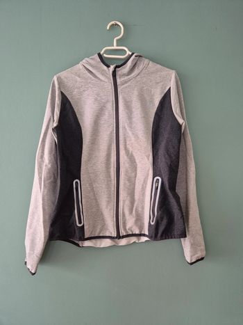 Sweat de sport à capuche, gris et noir, taille 36