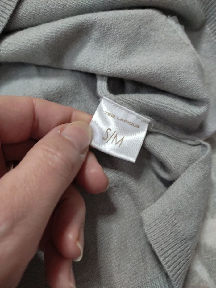 Pull fin gris Col V cachemire et soie Ted Lapidus taille 36 38 - photo numéro 5