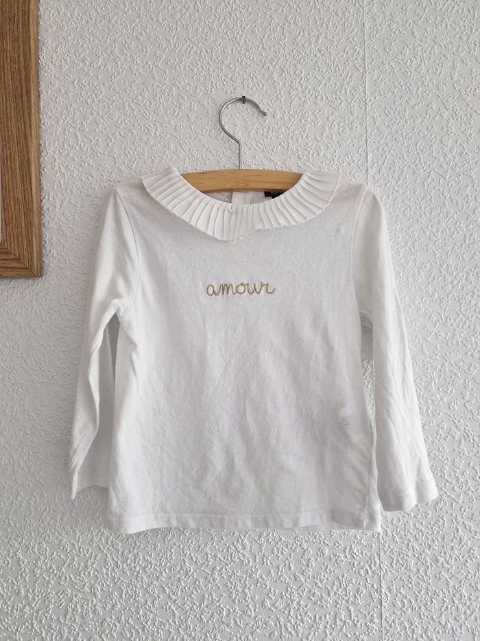 Kiabi - Tee-shirt manches longues - Col volanté - Amour (2 ans) - photo numéro 2