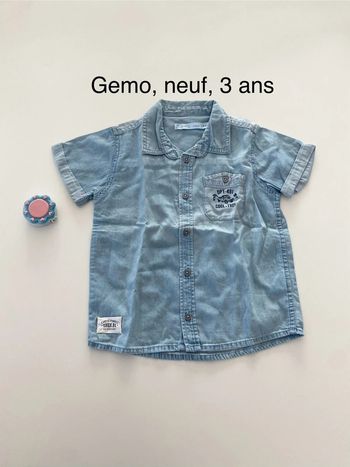 Chemise neuve coton couleur jean clair 3 ans