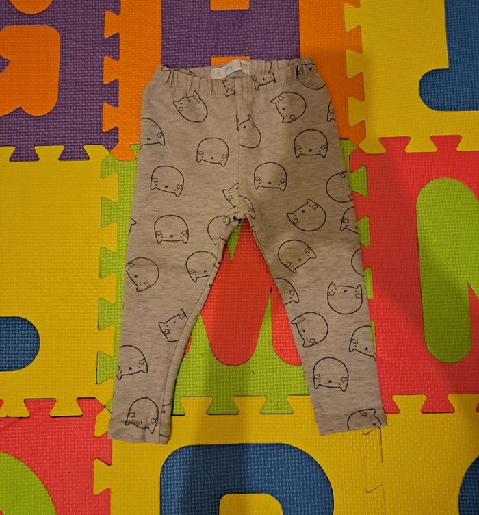 Legging gris chat, lefties, taille 12/18 mois (82 cm)